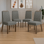 Kit 4 Cadeiras de Jantar 4256 com Espaldar Rustic/Silver Madesa