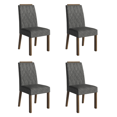 Kit 4 Cadeiras de Jantar 4256 com Espaldar Rustic/Silver Madesa