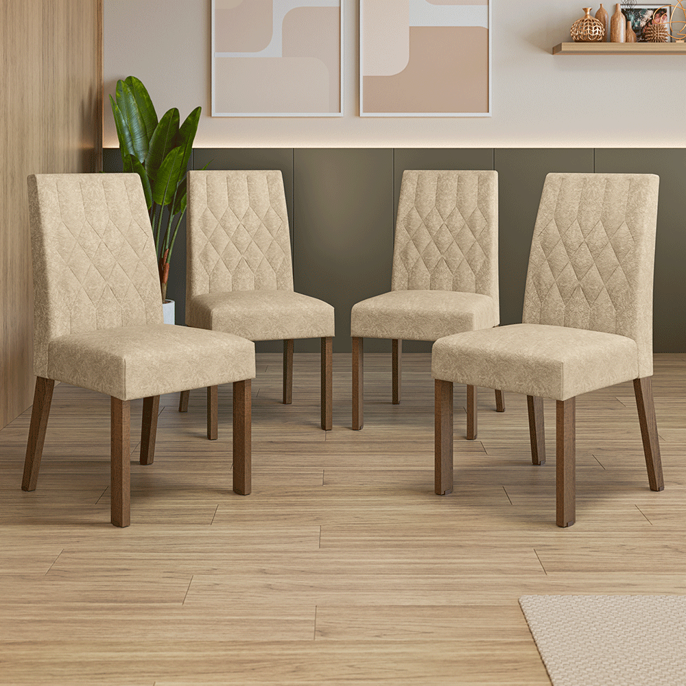 Kit 4 Cadeiras de Jantar 4256 Rustic/Imperial Madesa