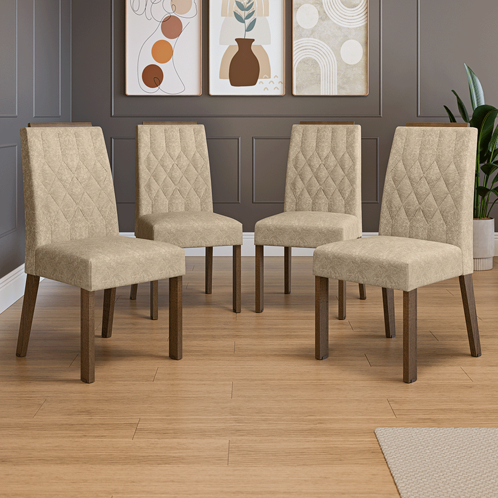Kit 4 Cadeiras de Jantar 4256 com Espaldar Rustic/Imperial Madesa