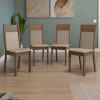 Kit 4 Cadeiras 4280 Madesa Rustic/Crema/Sintético Bege