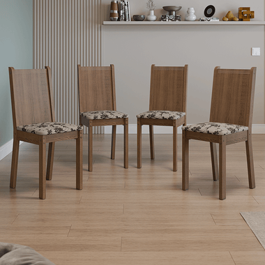 Kit 4 Cadeiras 4290 Madesa Rustic/Bege Marrom