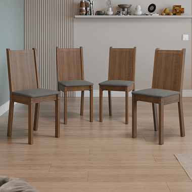 Kit 4 Cadeiras 4290 Madesa Rustic/Silver