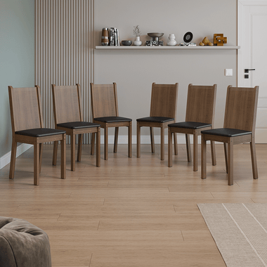 Kit 6 Cadeiras 4290 Madesa Rustic/Sintético Preto