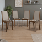 Kit 4 Cadeiras 4291 Madesa Rustic/Crema/Bege Marrom