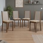Kit 4 Cadeiras de Jantar 4291 Rustic/Crema/Lírio Bege Madesa