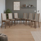 Kit 6 Cadeiras 4291 Madesa Rustic/Crema/Bege Marrom