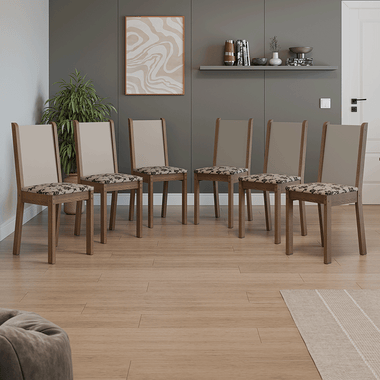 Kit 6 Cadeiras 4291 Madesa Rustic/Crema/Bege Marrom