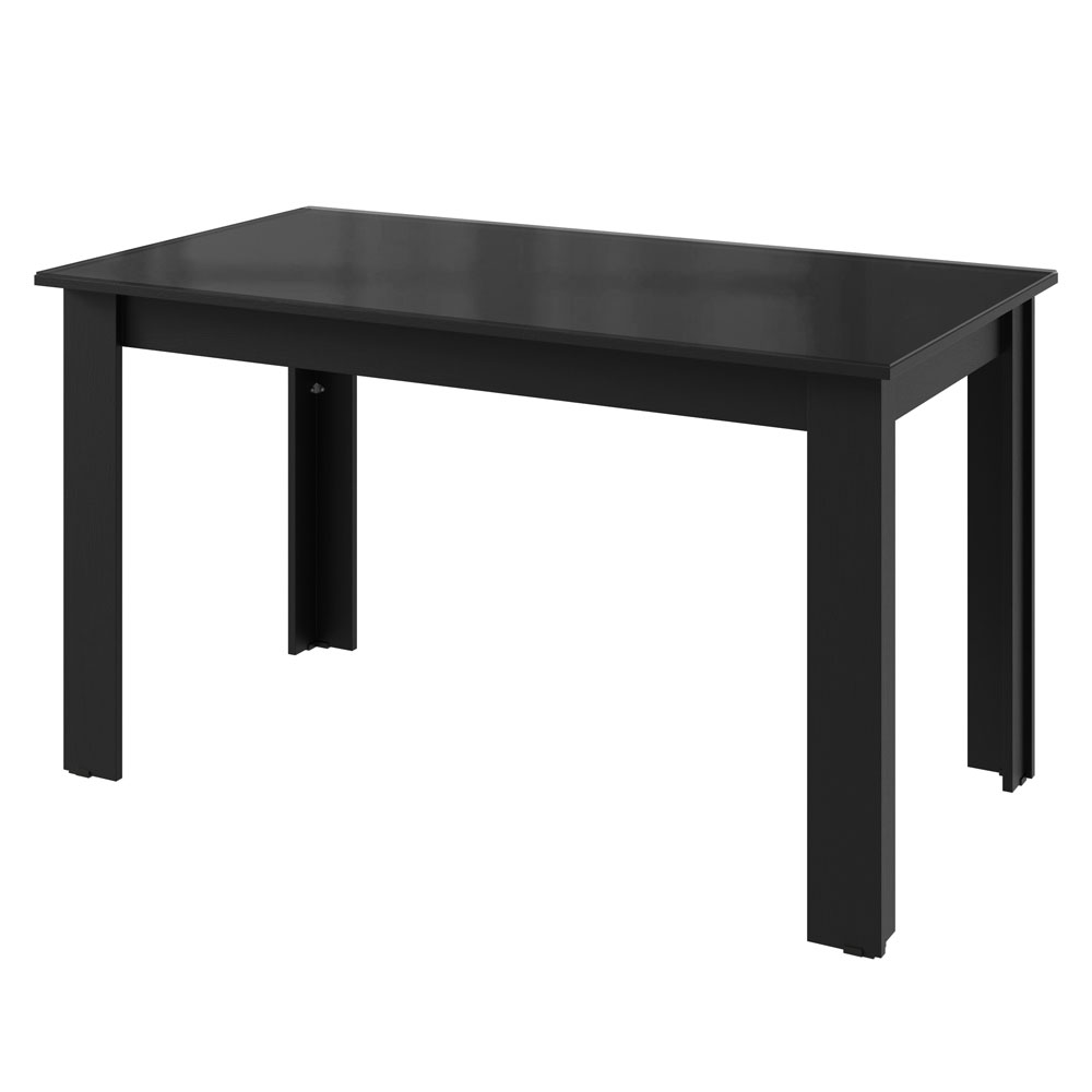 Conjunto Sala de Jantar Mesa Tampo de Vidro 6 Cadeiras Preto/Rustic Heloísa Madesa
