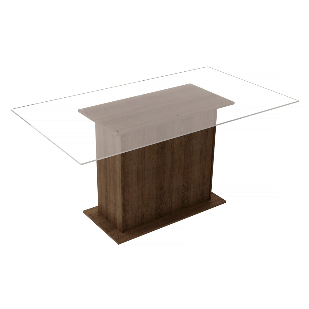 Mesa de Jantar Madesa com Tampo de Vidro 5251A Rustic