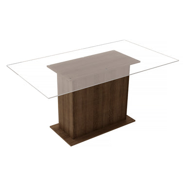 Mesa de Jantar Madesa com Tampo de Vidro 5251A Rustic