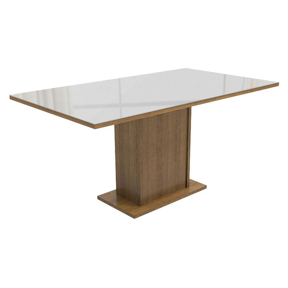 Mesa de Jantar Retangular Tampo de Vidro Rustic/Branco 5275 Madesa