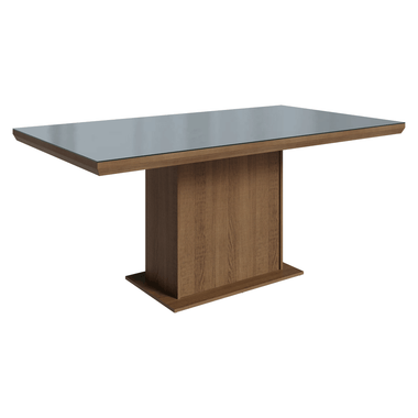 Mesa de Jantar Retangular Tampo com Moldura e Vidro Sobreposto Rustic/Cinza 5275 Madesa