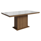 Mesa de Jantar Retangular Tampo com Moldura e Vidro Sobreposto Rustic/Branco 5275 Madesa