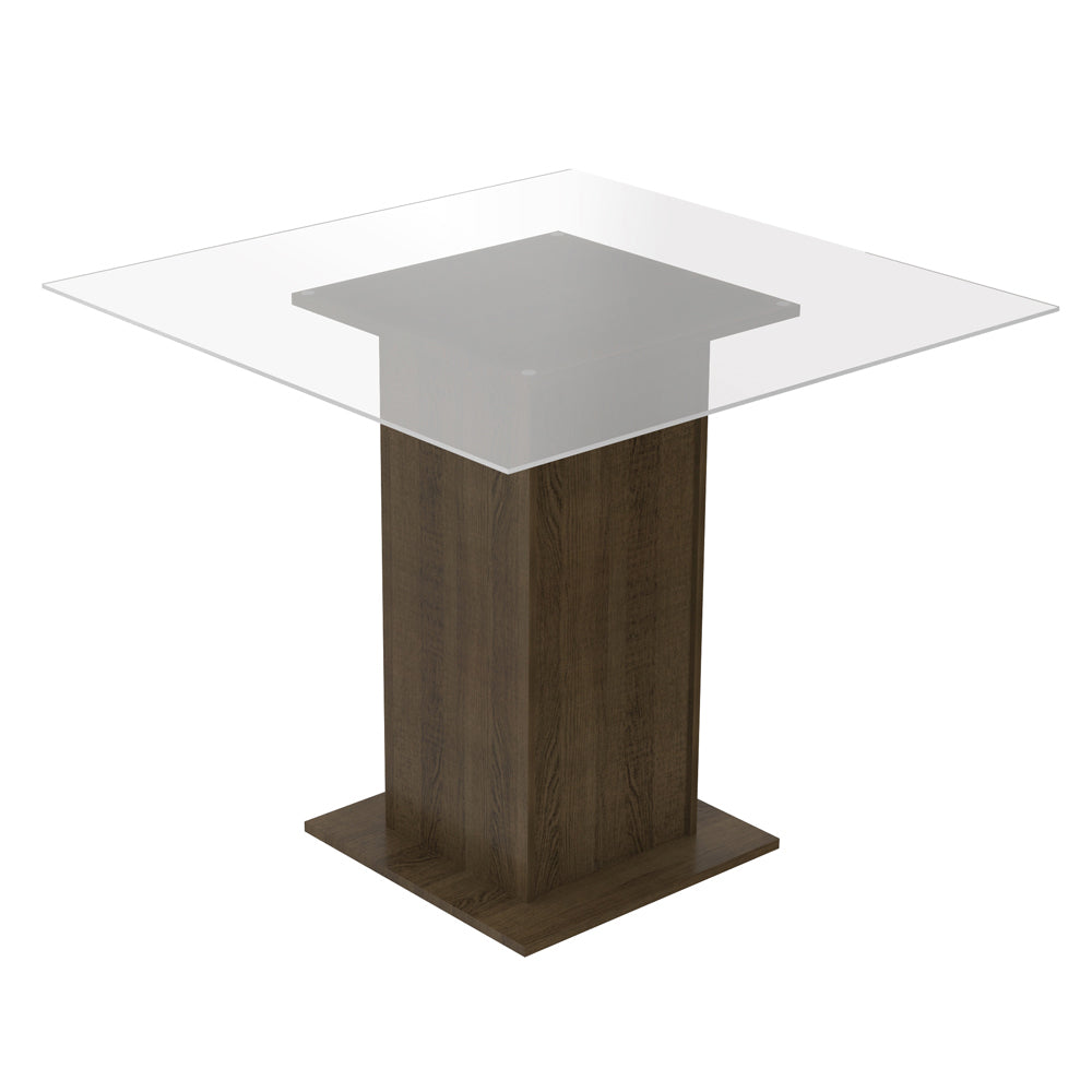 Mesa de Jantar Madesa Quadrada com Tampo de Vidro 5332A Rustic