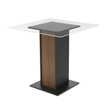 Mesa de Jantar Madesa Quadrada com Tampo de Vidro 5332A Preto/Rustic