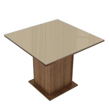Mesa de Jantar Madesa Quadrada Tampo de Vidro 5363 Rustic/Crema
