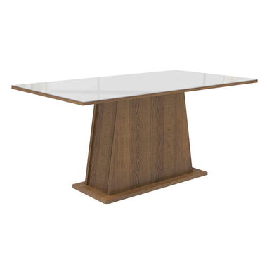 Mesa de Jantar Madesa Retangular Tampo de Vidro 5364 Rustic/Branco