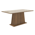 Mesa de Jantar Madesa Retangular Tampo de Vidro 5364 Rustic/Crema