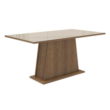 Mesa de Jantar Madesa Retangular Tampo de Vidro 5364 Rustic/Crema