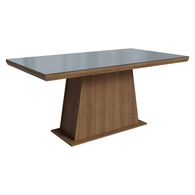 Mesa de Jantar Retangular Tampo com Moldura e Vidro Sobreposto Rustic/Cinza 5364 Madesa