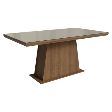 Mesa de Jantar Retangular Tampo com Moldura e Vidro Sobreposto Rustic/Crema 5364 Madesa