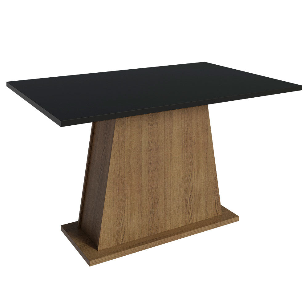 Mesa de Jantar Retangular com Tampo de Madeira Rustic/Preto 5365 Madesa