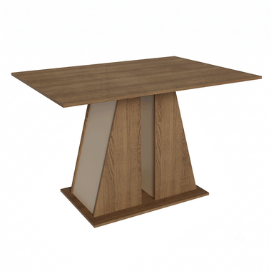 Mesa de Jantar Retangular com Tampo de Madeira Rustic/Crema 5383 Madesa