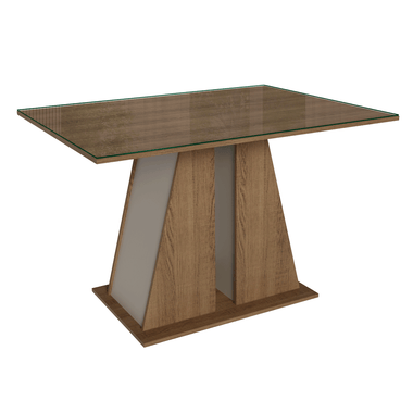 Mesa de Jantar Retangular Tampo de Vidro Rustic/Crema 5383 Madesa