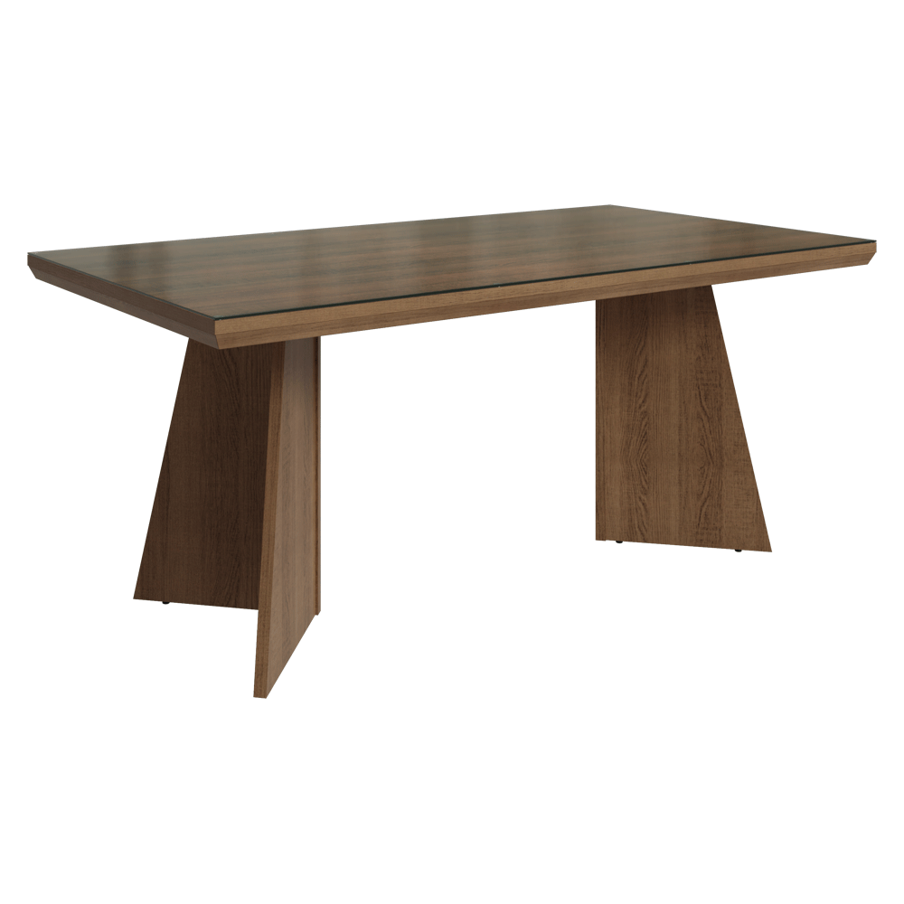 Mesa de Jantar Retangular Tampo com Moldura e Vidro Sobreposto Rustic 5389 Madesa