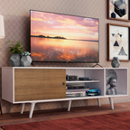 Rack Madesa Dubai para TV até 65 Polegadas com Pés Branco/Rustic 9B09