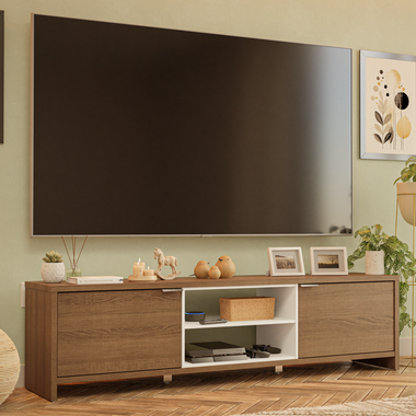 Rack para TV até 80 Polegadas 180cm 2 Portas Rustic/Branco Linz Madesa