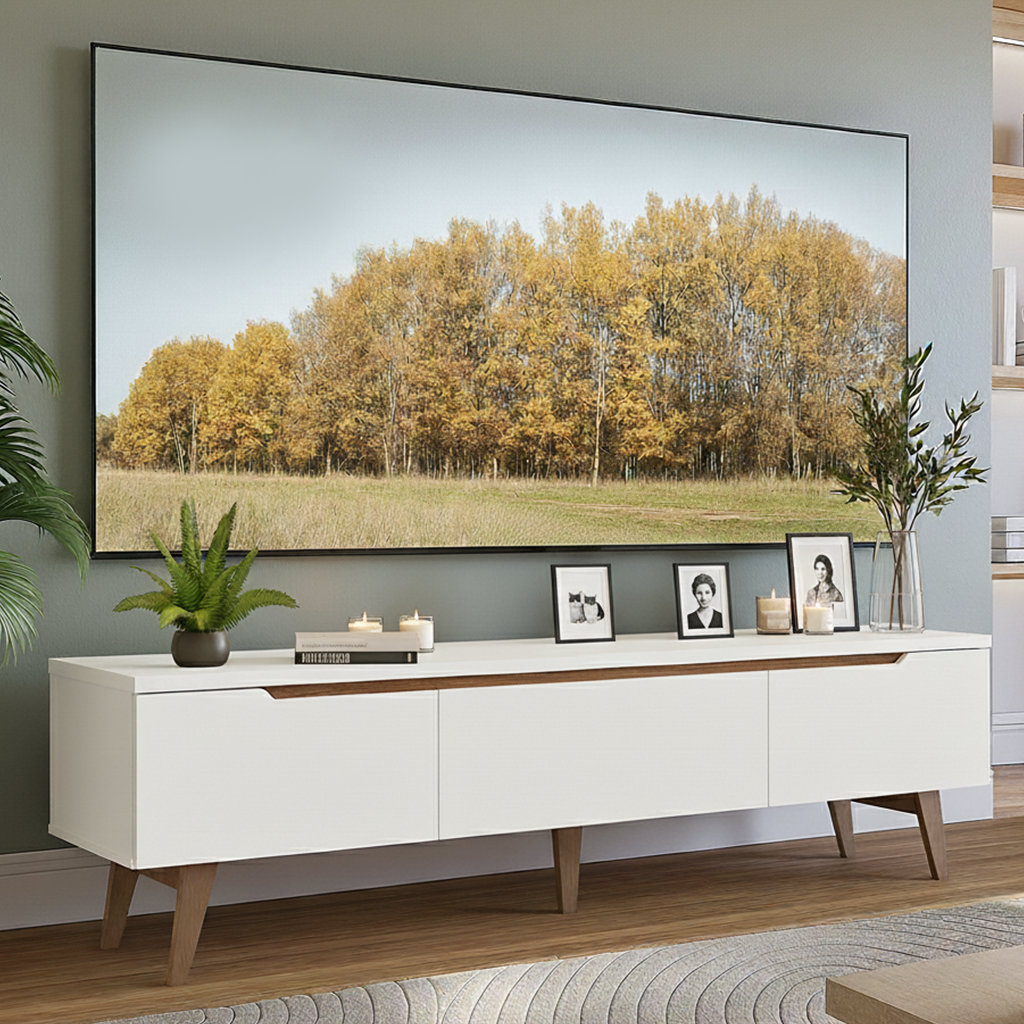 Rack para TV até 75 Polegadas 2 Portas 1 Gaveta Branco Madesa Reims