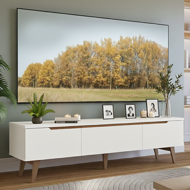 Rack para TV até 75 Polegadas 2 Portas 1 Gaveta Branco Madesa Reims