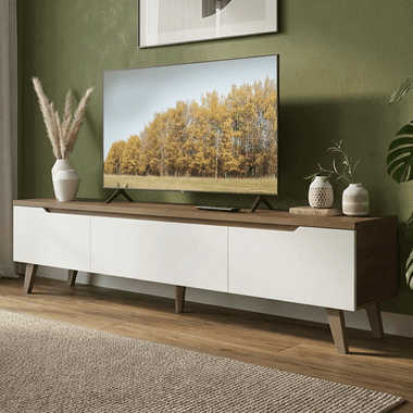 Rack para TV até 75 Polegadas 180 cm 2 Portas 1 Gaveta Rustic/Branco Dune Madesa