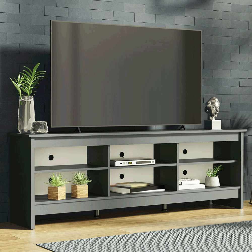 Rack para TV até 80 Polegadas Madesa 6924 com 6 Nichos Cinza PO