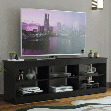 Rack para TV até 80 Polegadas Madesa 6928 com 6 Nichos Preto PO