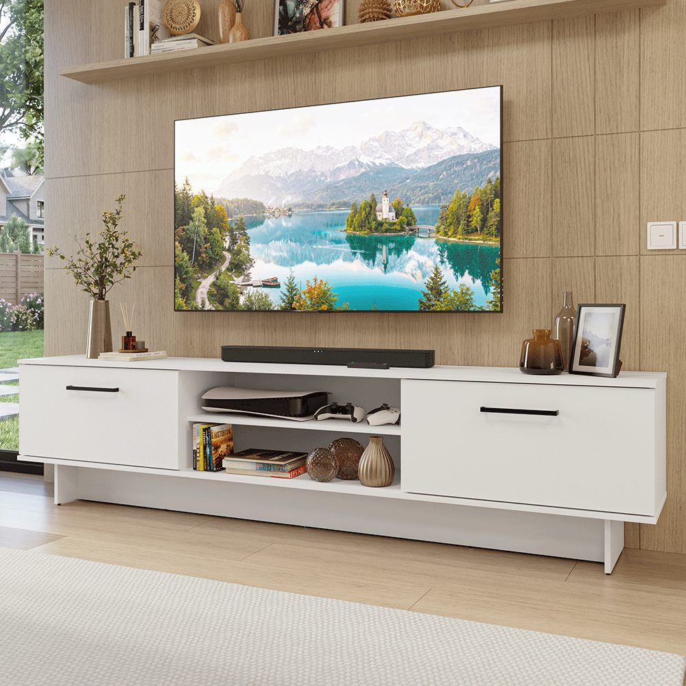 Rack para TV até 80 Polegadas 218 cm 2 Portas Branco Agata Madesa