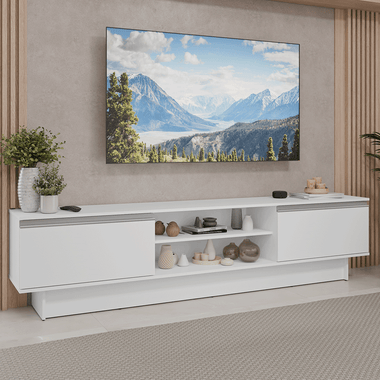 Rack para TV até 80 Polegadas 218 cm 2 Portas Branco Glamy Madesa