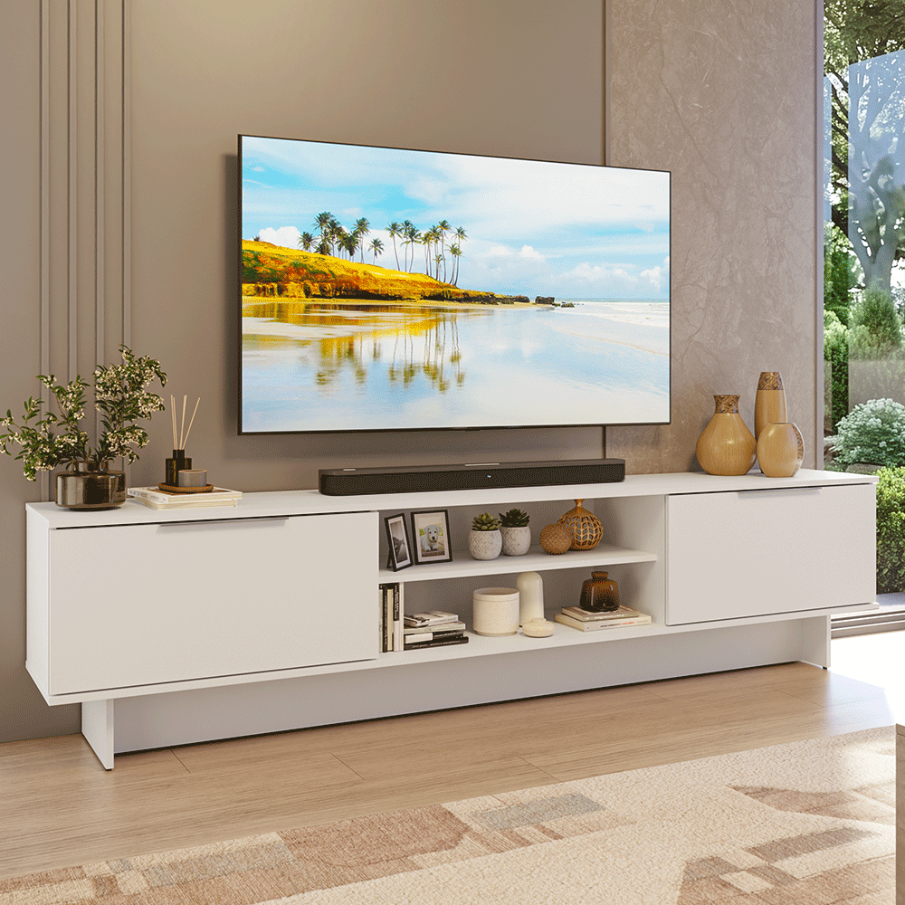 Rack para TV até 80 Polegadas 218 cm 2 Portas Branco Stella Madesa