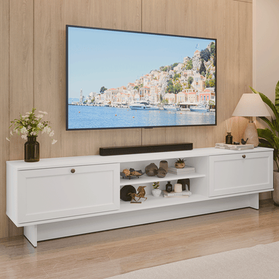 Rack para TV até 80 Polegadas 218 cm 2 Portas Branco Vik Madesa