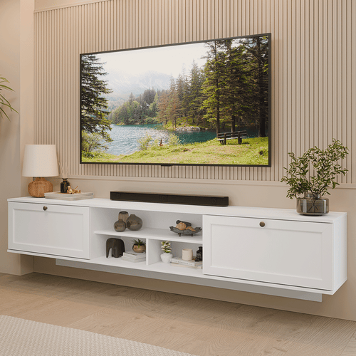 Rack Suspenso para TV até 80 Polegadas 218 cm 2 Portas Branco Vik