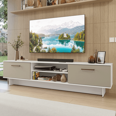 Rack para TV até 80 Polegadas 218 cm 2 Portas Branco/Crema Agata Madesa