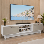 Rack para TV até 80 Polegadas 218 cm 2 Portas Branco/Crema Vik Madesa
