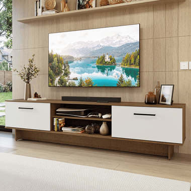Rack para TV até 80 Polegadas 218 cm 2 Portas Rustic/Branco Agata Madesa