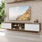 Rack Suspenso para TV até 80 Polegadas 218 cm 2 Portas Rustic/Branco Glamy Madesa