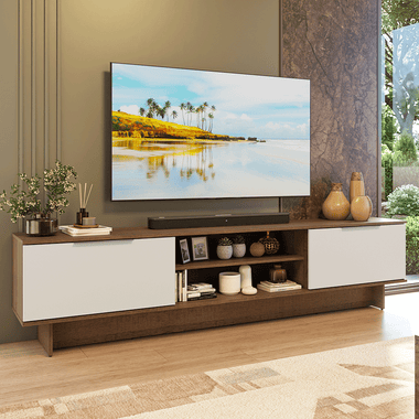 Rack para TV até 80 Polegadas 218 cm 2 Portas Rustic/Branco Stella Madesa