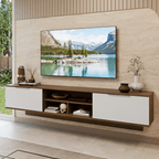 Rack Suspenso para TV até 80 Polegadas 218 cm 2 Portas Rustic/Branco Stella Madesa