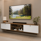 Rack Suspenso para TV até 80 Polegadas 218 cm 2 Portas Rustic/Branco Vik Madesa