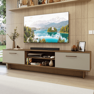 Rack para TV até 80 Polegadas 218 cm 2 Portas Rustic/Crema Agata Madesa